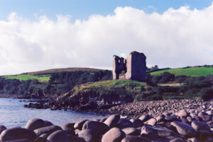 Dingle Peninsula Colour shows the ruins of Minard Castle, Kilmurry along the coastline captured in 35mm Kodak Ektar colour film