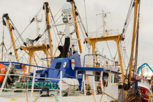 A 35mm digital colour photographic close-up detail of a fishing boat in the harbour at Howth in Co Dublin