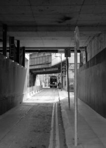 Dublin Docklands' Photowalk shows black and white digital photographic images of streetscapes taken during a stroll through the area.