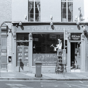 New Photos shows a 35mm black and white film image of a pub in Dublin City, Ireland