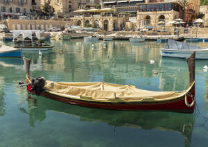 New Photos shows a 35mm colour digital image of a traditional boat in Malta on a sunny day